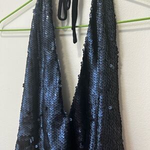 Sequin blue halter body suit. Mermaid vibes. Size small but fits like medium.